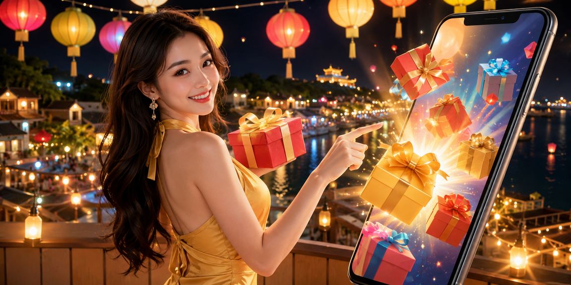 Ứng dụng xskg chạy trên điện thoại Android giữa khung cảnh chợ đêm Huế